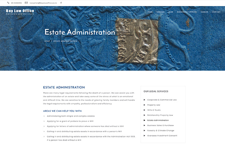 Bay Law Firm website Auckland case study
